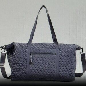 Vera Bradley Deluxe Travel Tote Bag  Microfiber in Carbon Gray New with Tags